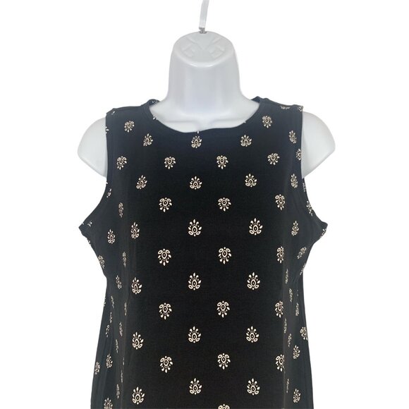 Croft & Barrow Womens Sleeveless Black Tank Top With White Floral Pattern Small - Picture 2 of 8
